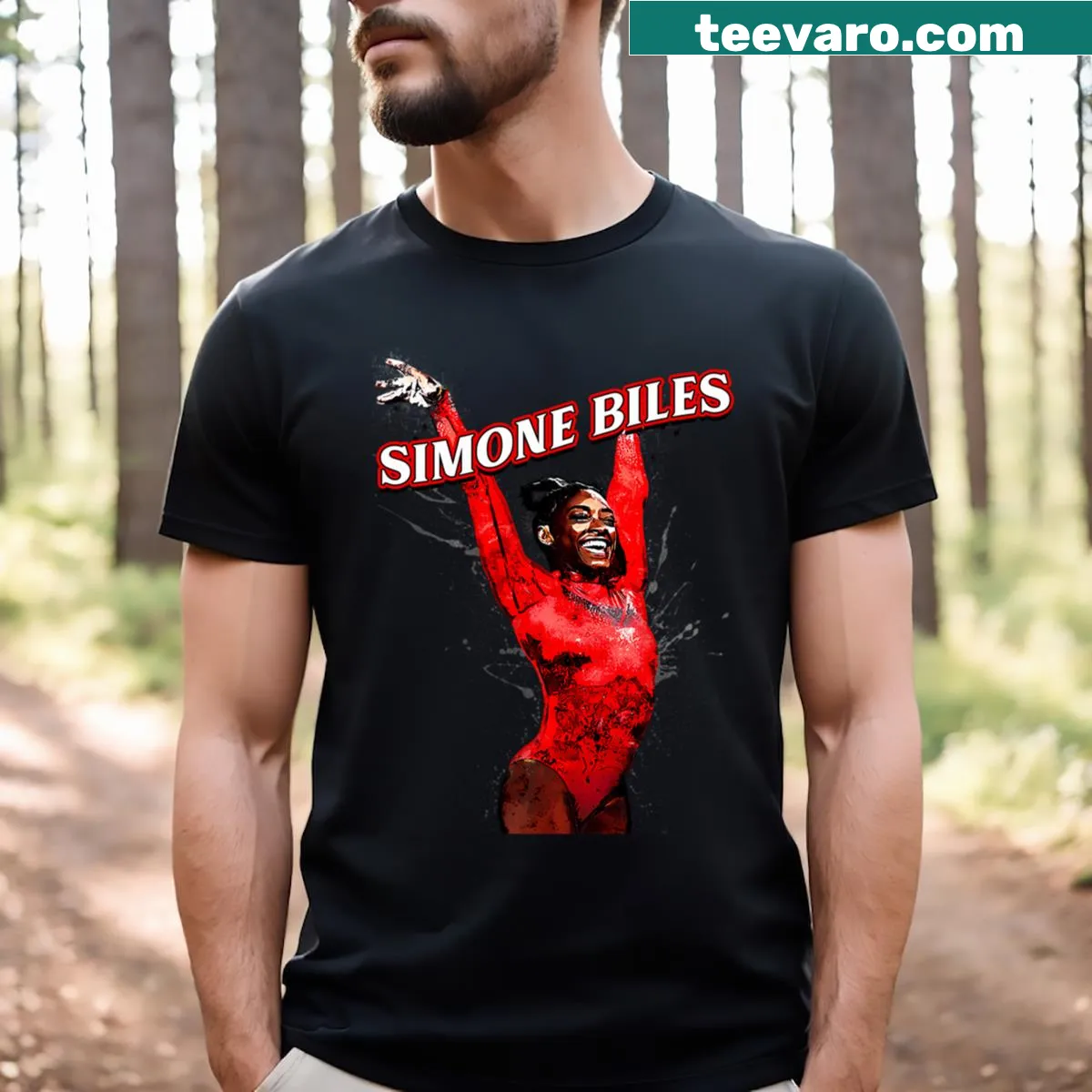 Simone Biles inspired gymnastics t-shirt — on a men's t-shirt