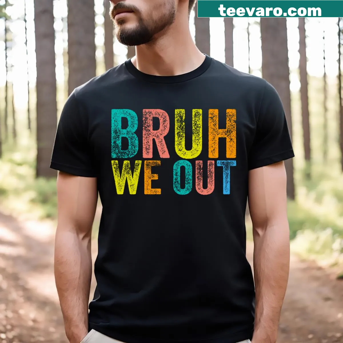 Funny teacher t-shirt with the quote 'Brush We Out' for end of school year — on a men's t-shirt