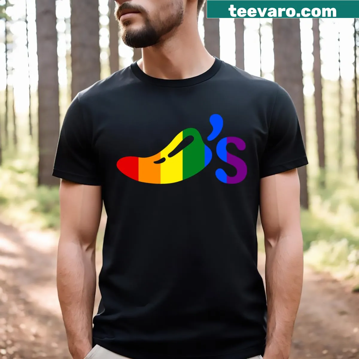 Chilis Pride logo graphic T-shirt — on a men's t-shirt