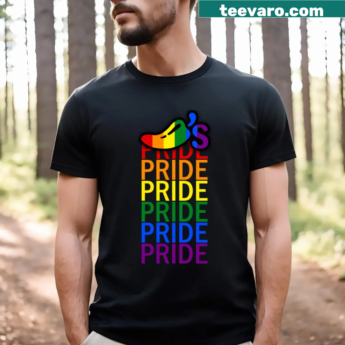 Chilis Pride T-shirt with catchy typography design — on a men's t-shirt
