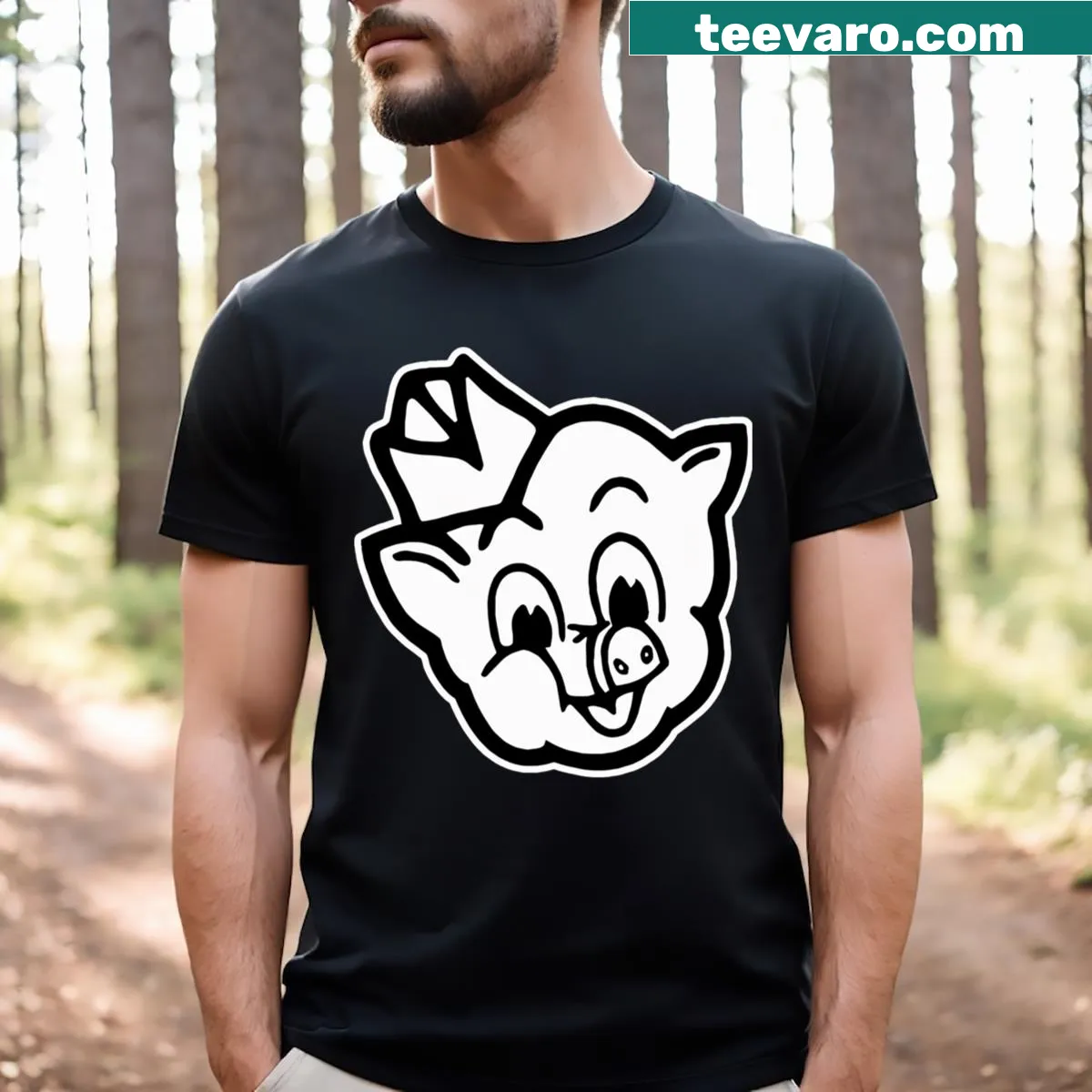 Vintage essential t-shirt with classic logo for market store — on a men's t-shirt