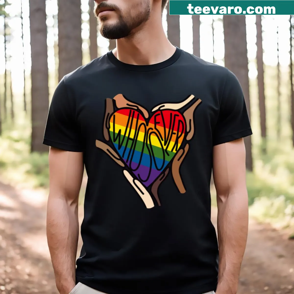 Minimalist logo graphic T-shirt with small design — on a men's t-shirt