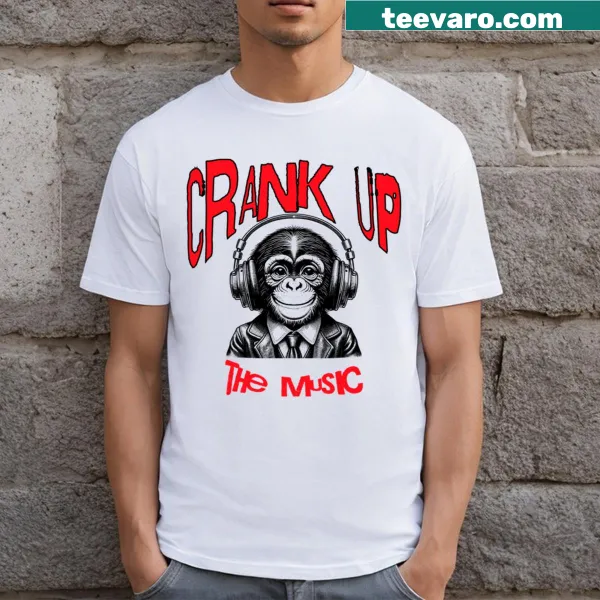 Vintage-style shirt with playful music slogan design