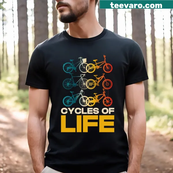 T-shirt showcasing different types of bicycles design