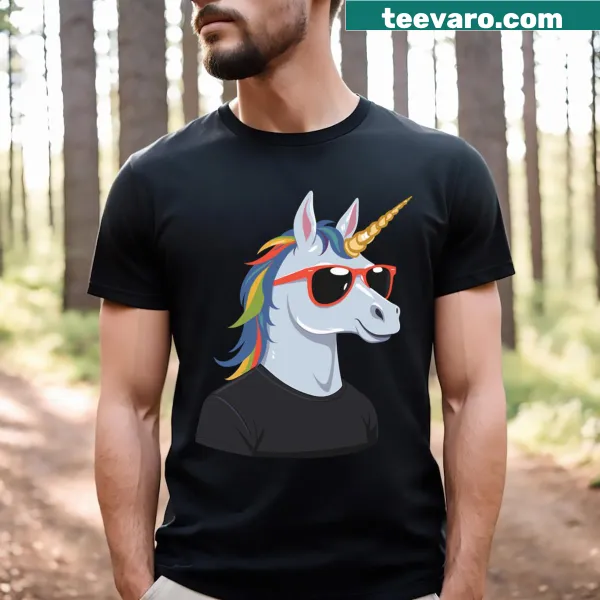 Funny unicorn design t-shirt for dads celebrating fatherhood.