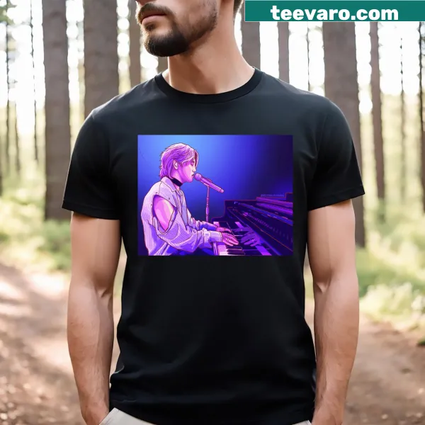 Realistic t-shirt of Donghun playing the piano