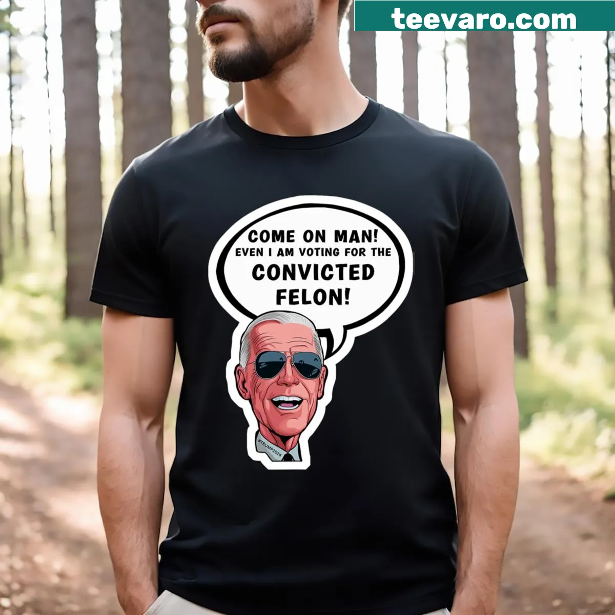 Sarcastic political caricature t-shirt about voting — on a men's t-shirt