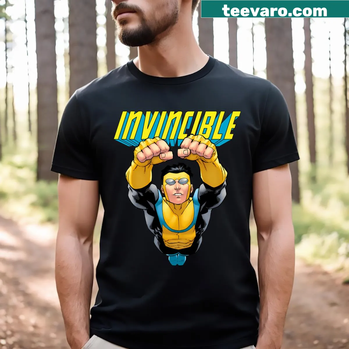 A fun T-shirt for kids featuring a collage of cartoon logos. — on a men's t-shirt