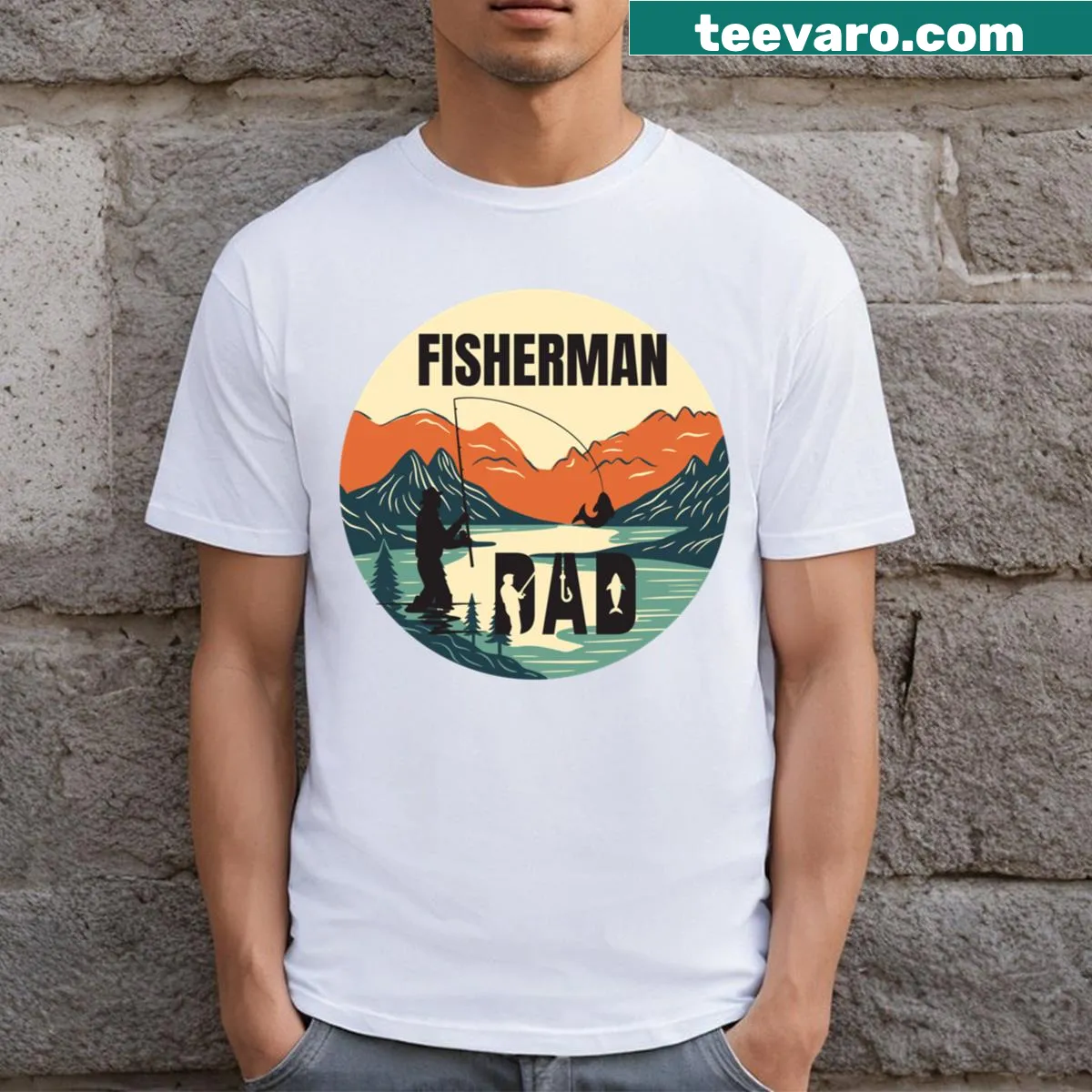Best Dad fishing-themed typography T-shirt for Father's Day — on a men's t-shirt