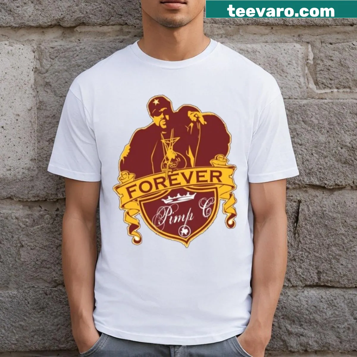 Tribute T-shirt for Pimp C featuring hip-hop inspired design — on a men's t-shirt
