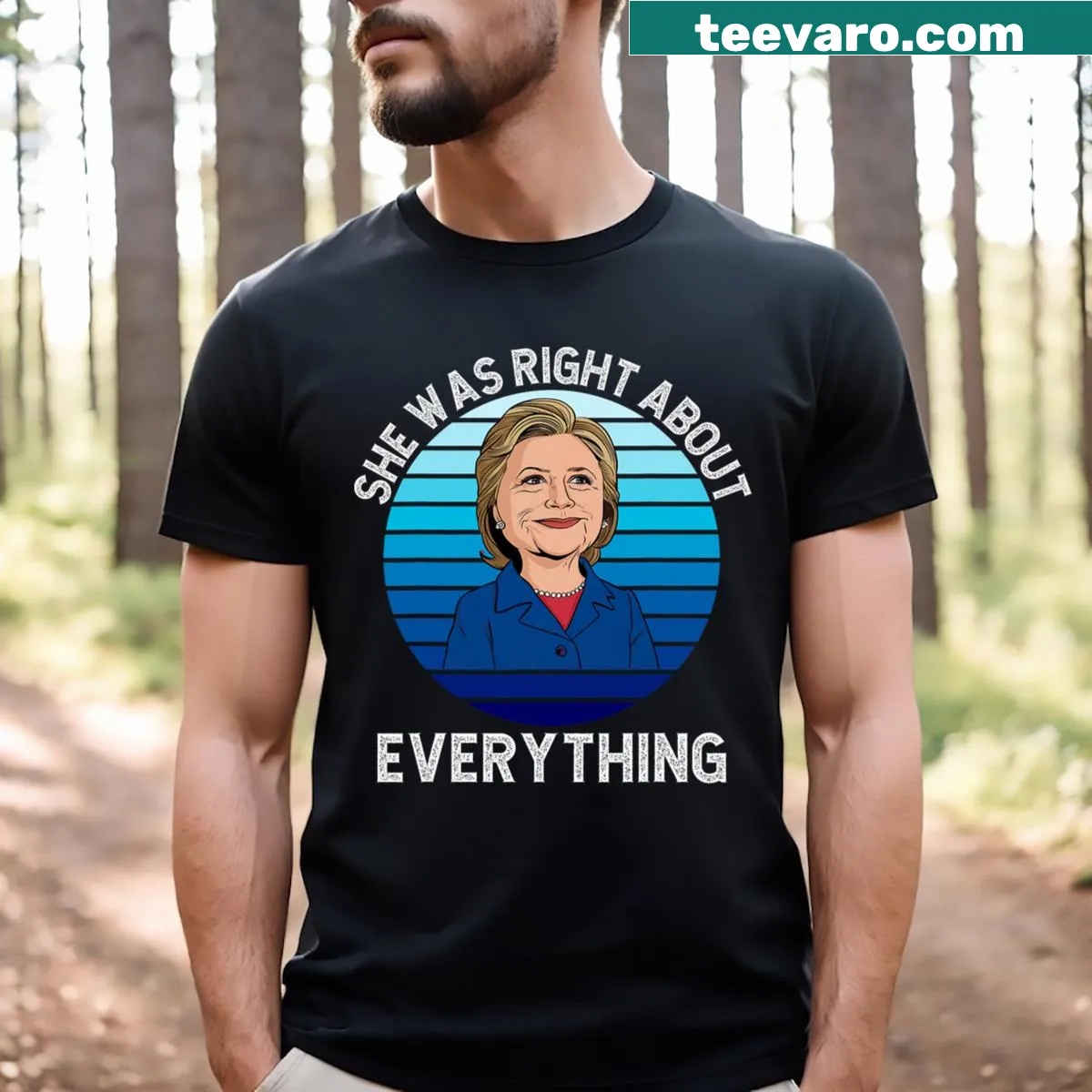 Sarcastic Hillary-themed typography T-shirt about wisdom — on a men's t-shirt