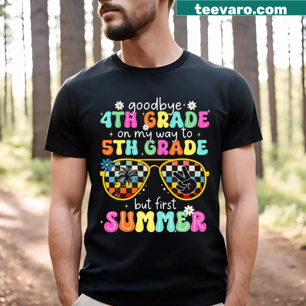 T-shirt celebrating graduation from 4th to 5th grade — on a men's t-shirt