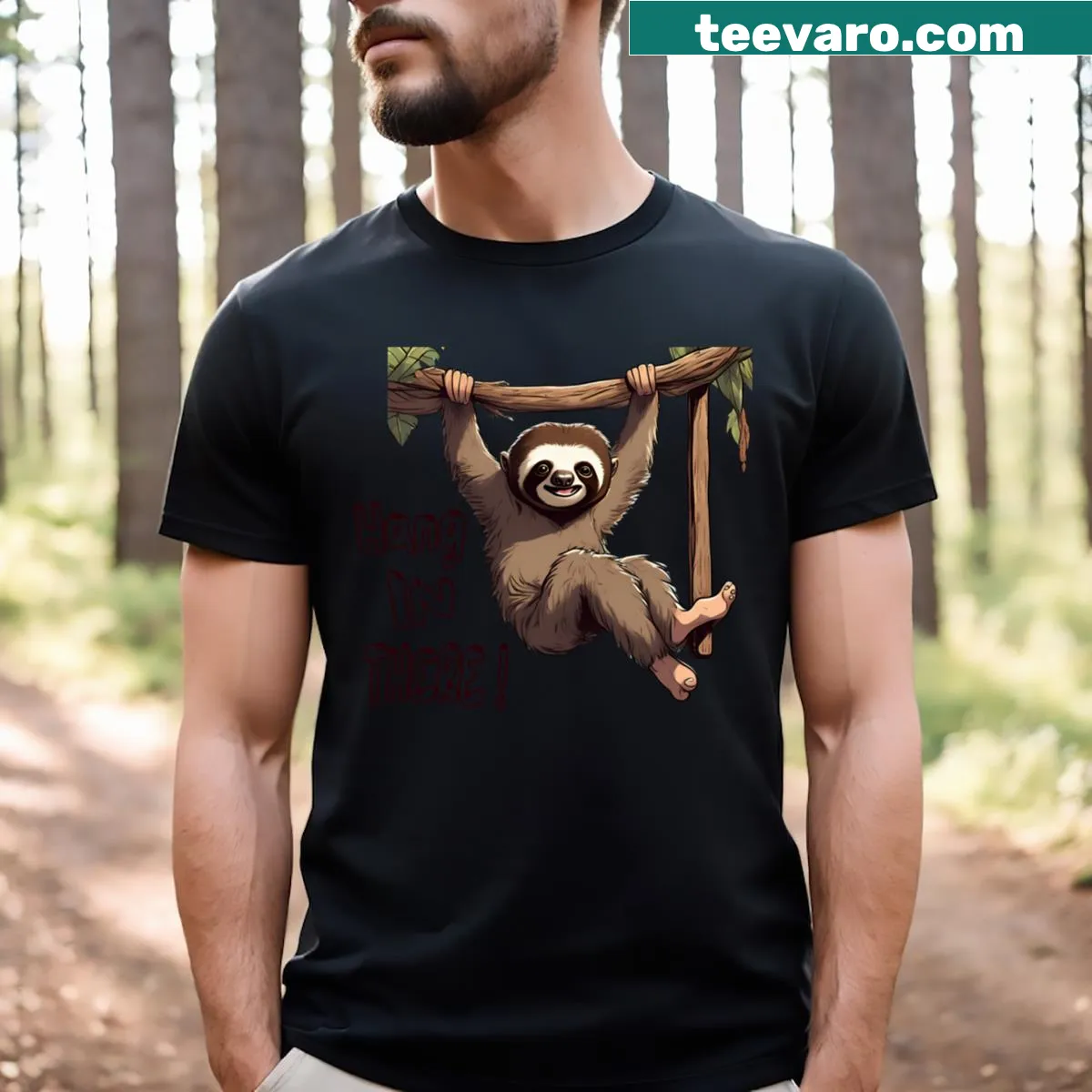 Cute sloth cartoon T-shirt for kids — on a men's t-shirt