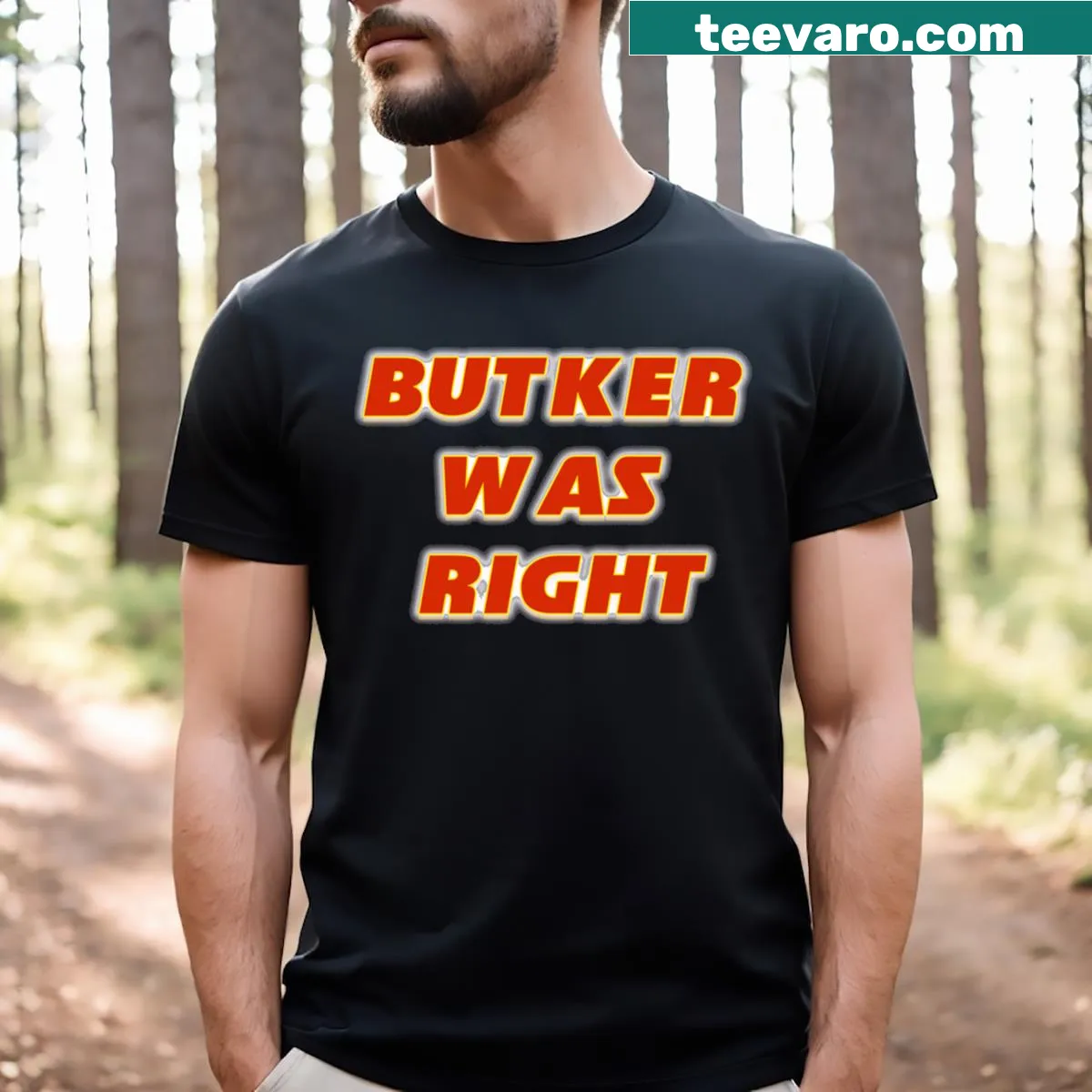 Harrison Butker Was Right graphic T-shirt — on a men's t-shirt