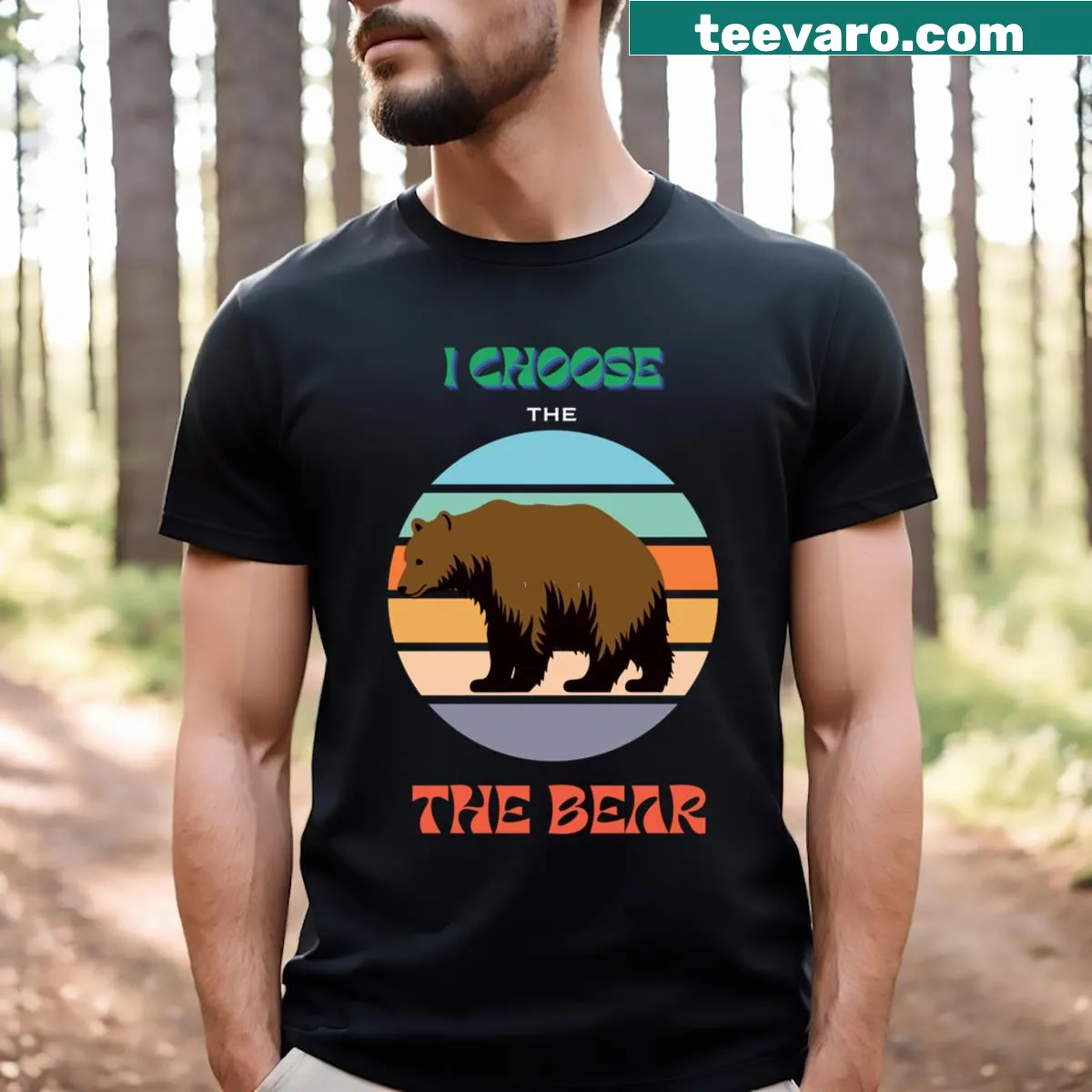 T-shirt featuring a bear graphic celebrating nature — on a men's t-shirt