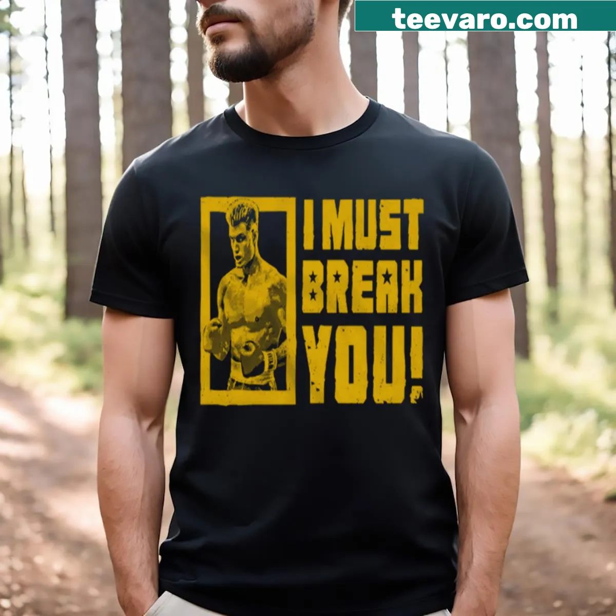 Bold text design expressing strength and determination — on a men's t-shirt