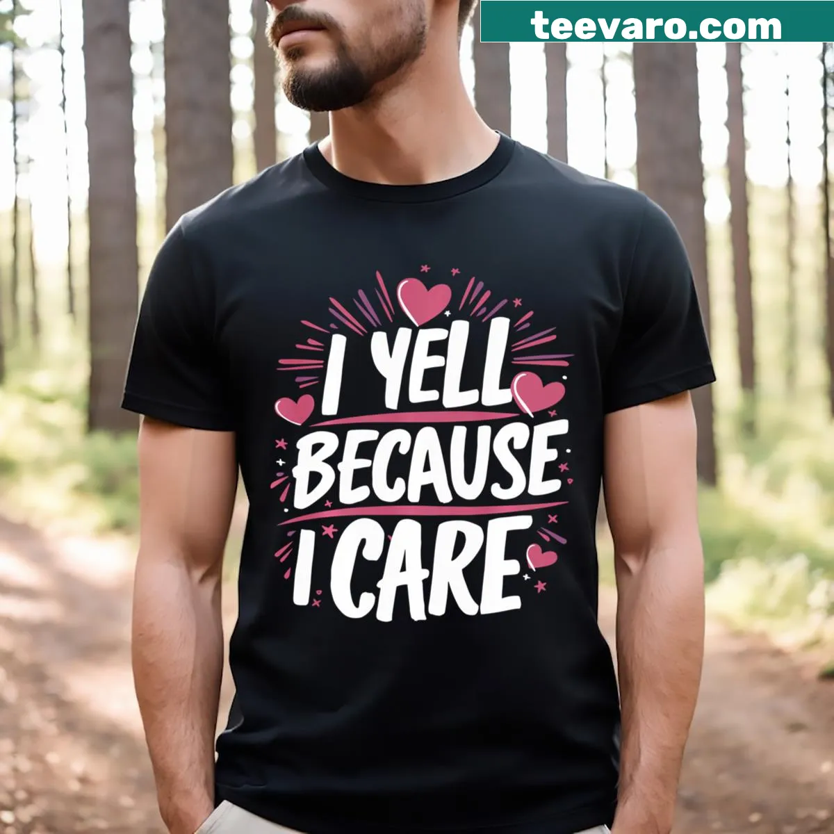 Funny text design about caring and sports enthusiasm — on a men's t-shirt