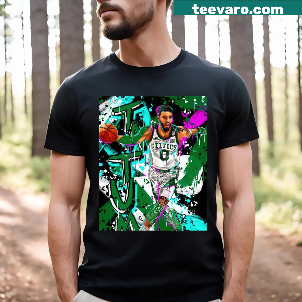 Minimalist Jayson artwork graphic T-shirt — on a men's t-shirt