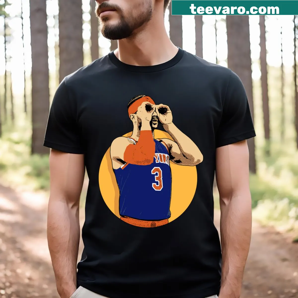 Comic style t-shirt featuring Josh Hart — on a men's t-shirt