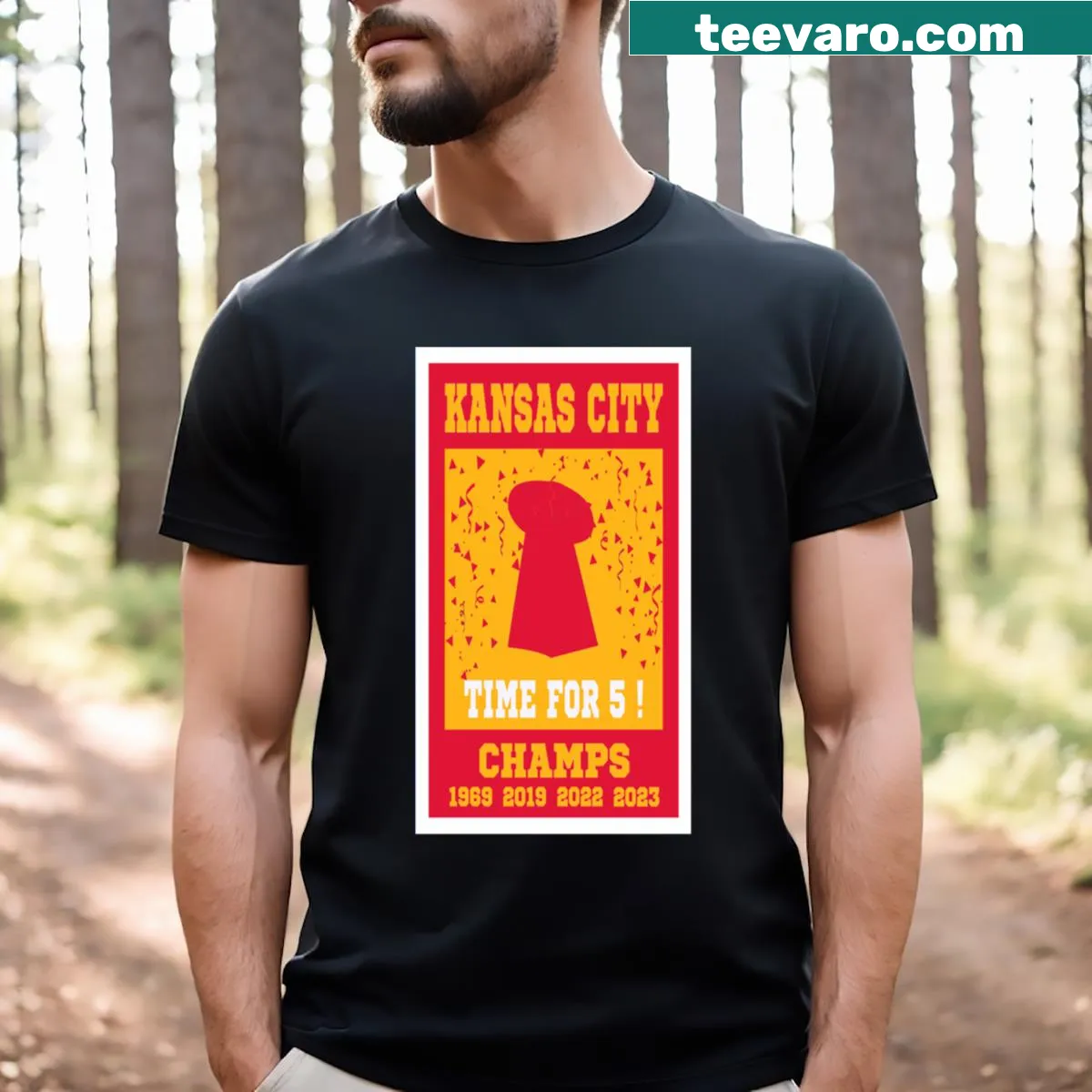 Artistic T-shirt celebrating Kansas City sports champions — on a men's t-shirt