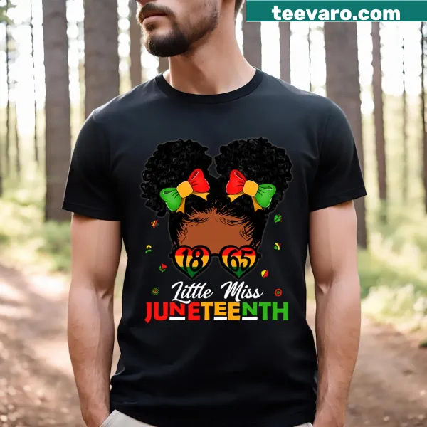 T-shirt for girls with 'Little Miss Juneteenth' text