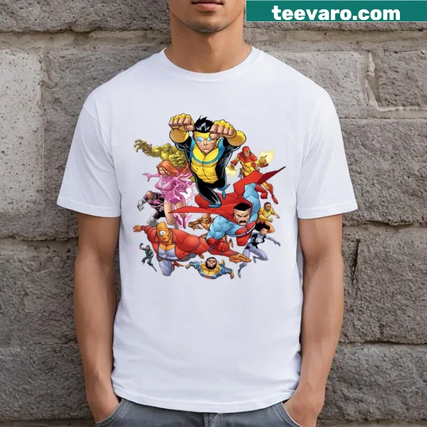 Illustrated logos of cartoons and movies on a T-shirt for kids