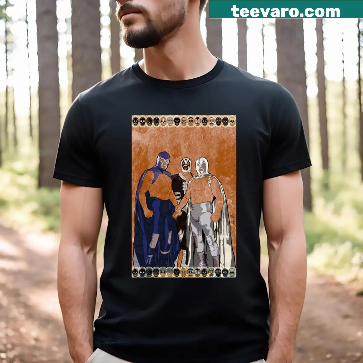 Illustration of lucha libre elements on T-shirt — on a men's t-shirt