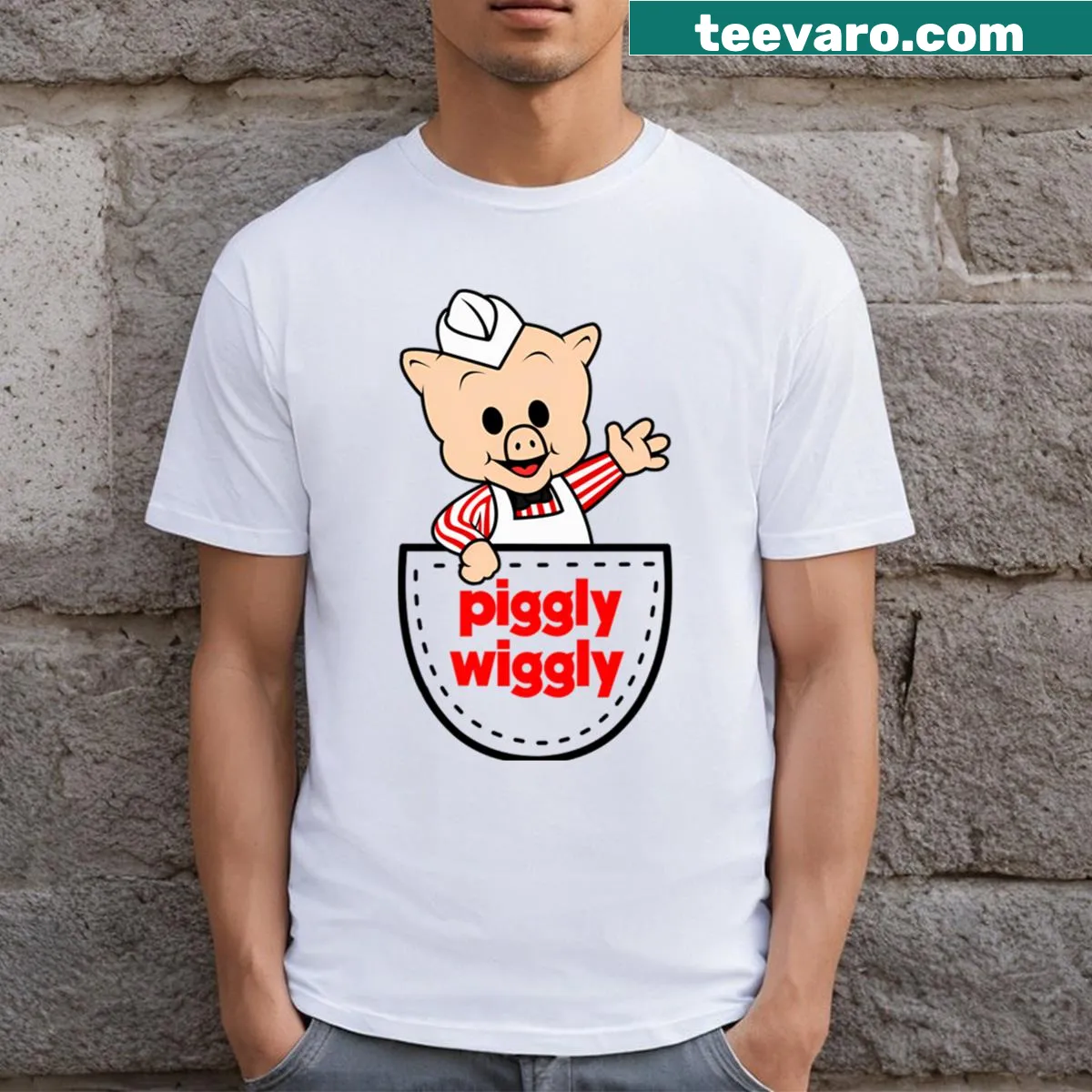 Vintage logo t-shirt with a retro market design printed on the chest — on a men's t-shirt