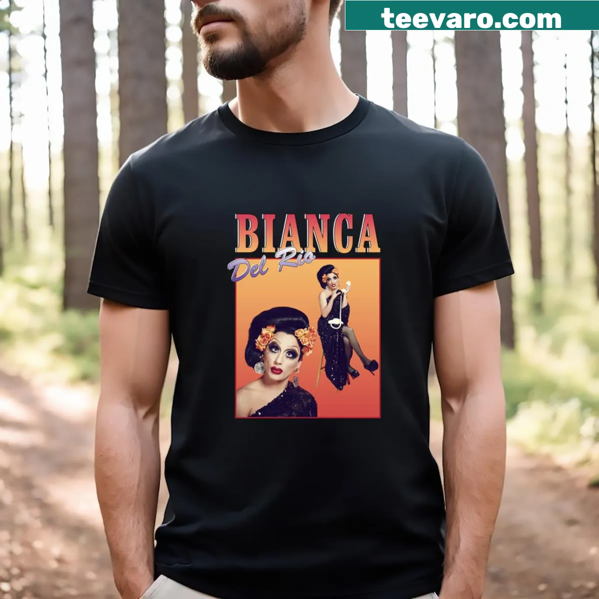 T-shirt featuring a graphic that blends music with feminine symbols — on a men's t-shirt