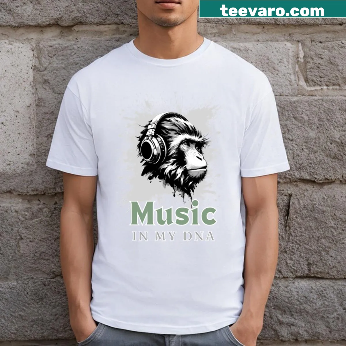 Inspirational t-shirt stating that music is in your DNA — on a men's t-shirt
