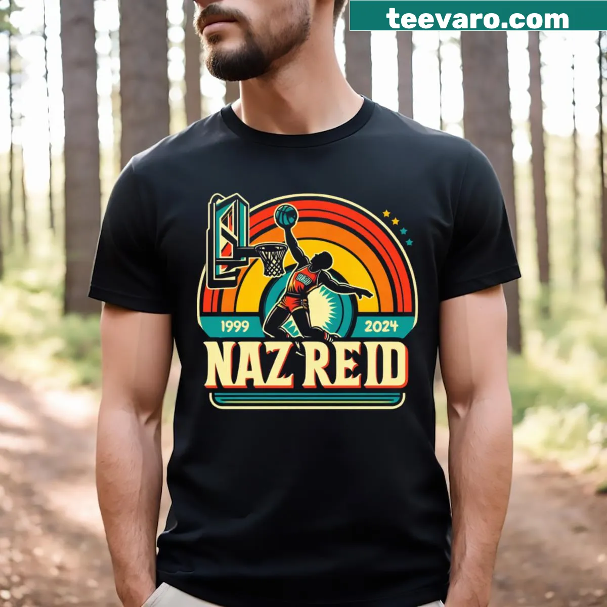 Retro-style T-shirt celebrating basketball player Naz Reid — on a men's t-shirt