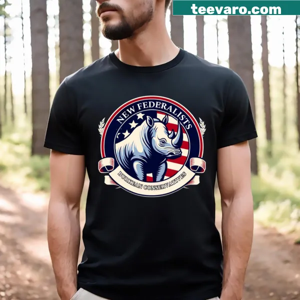Cartoon rhinoceros T-shirt representing the New Federalists