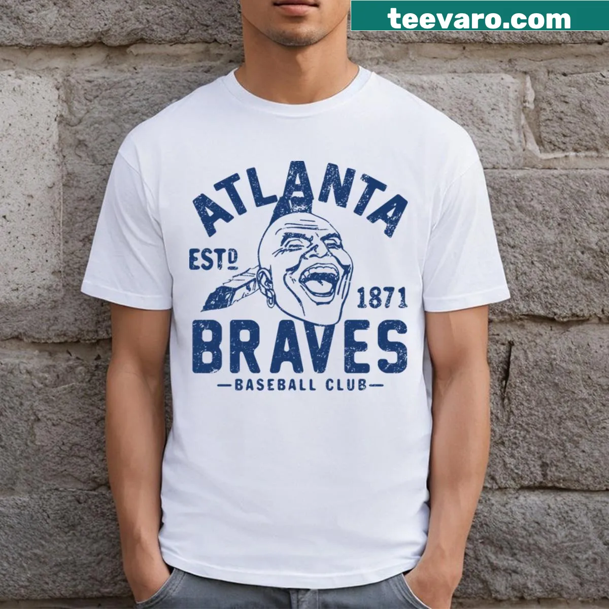 Vintage Atlanta Braves t-shirt with retro logo and number 3 — on a men's t-shirt