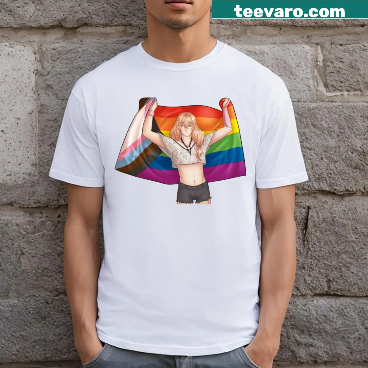 Pride Month t-shirt with playful Otto Apocalypse text — on a men's t-shirt