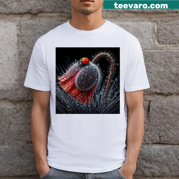 Illustration of poppies in the rain on a T-shirt