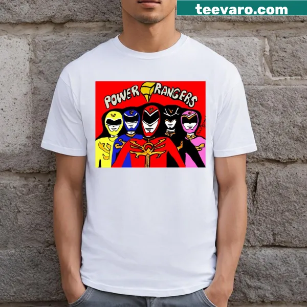 Power Rangers themed T-shirt with iconic franchise elements