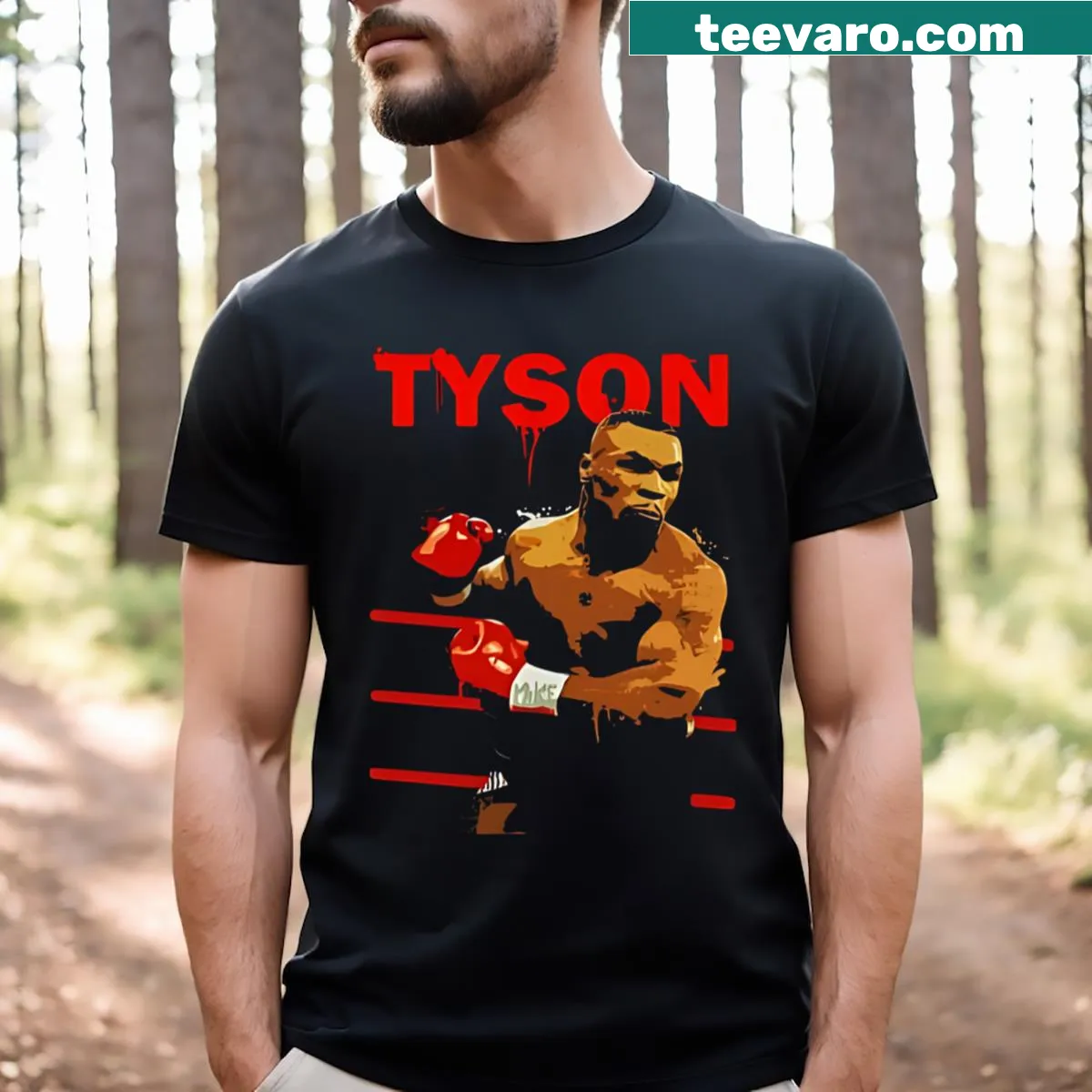 Edgy boxing graphic on Pucnh Out t-shirt — on a men's t-shirt