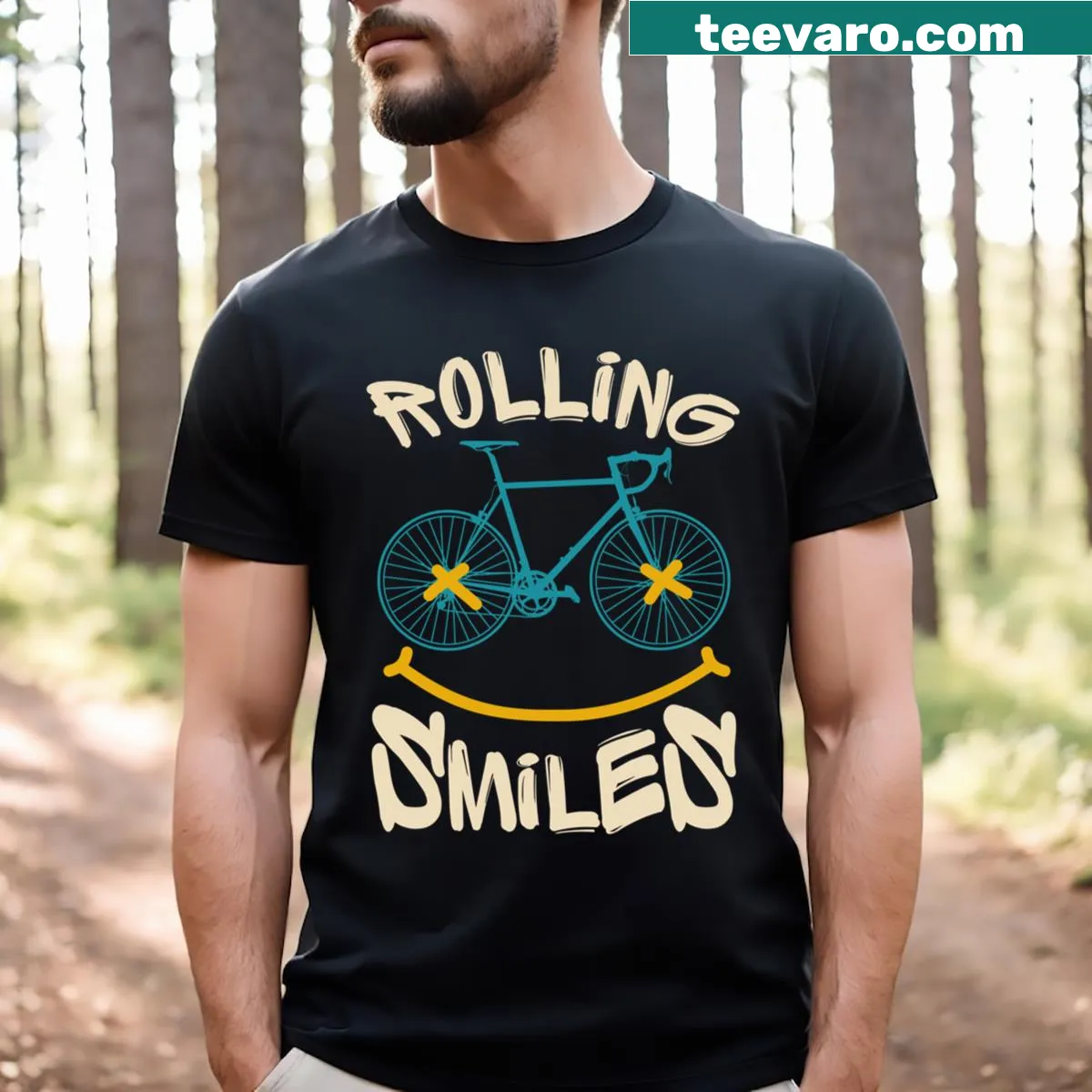 Playful bicycle graphic T-shirt for dog lovers — on a men's t-shirt