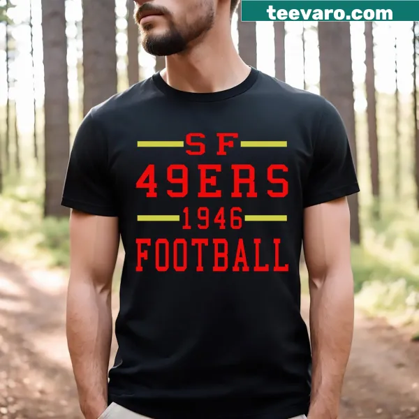 Vintage football-themed t-shirt with a retro design from 1946