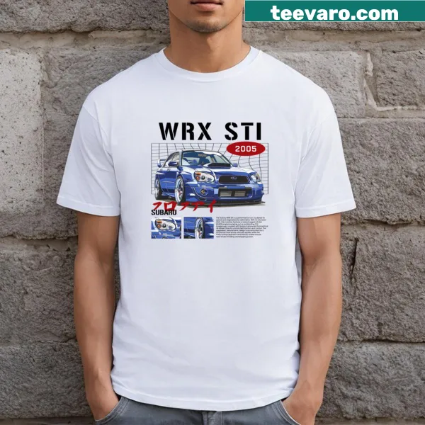 Anime-inspired T-shirt featuring Subaru WRX STI design.