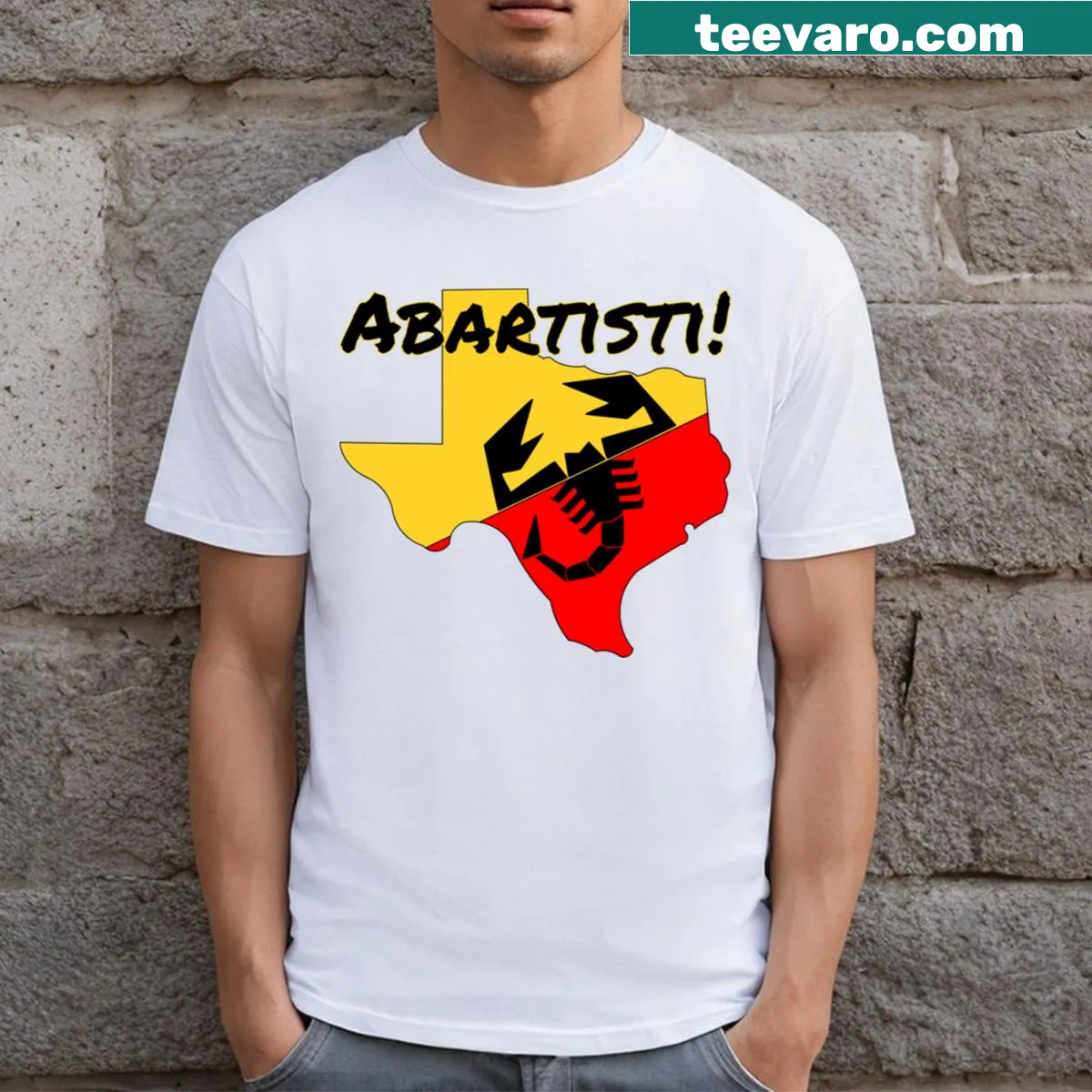 Texas Abartisti Abarth fan shirt with bold text — on a men's t-shirt