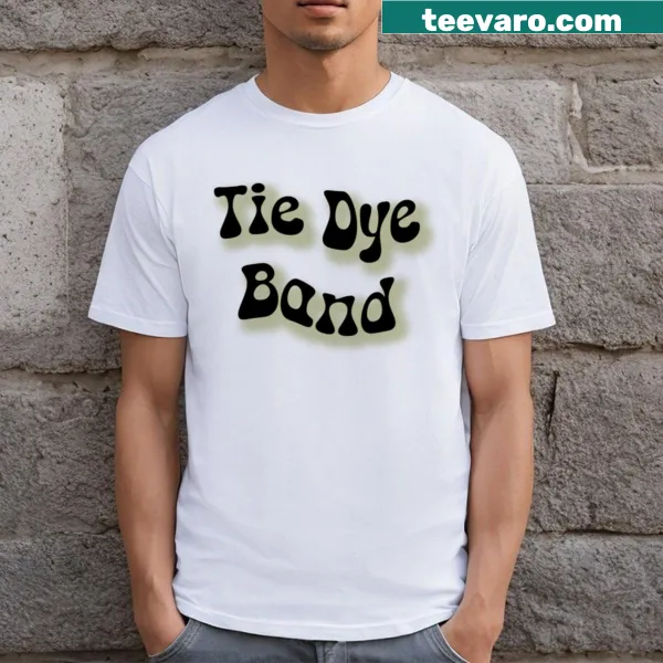 Retro tie dye band t-shirt with playful design