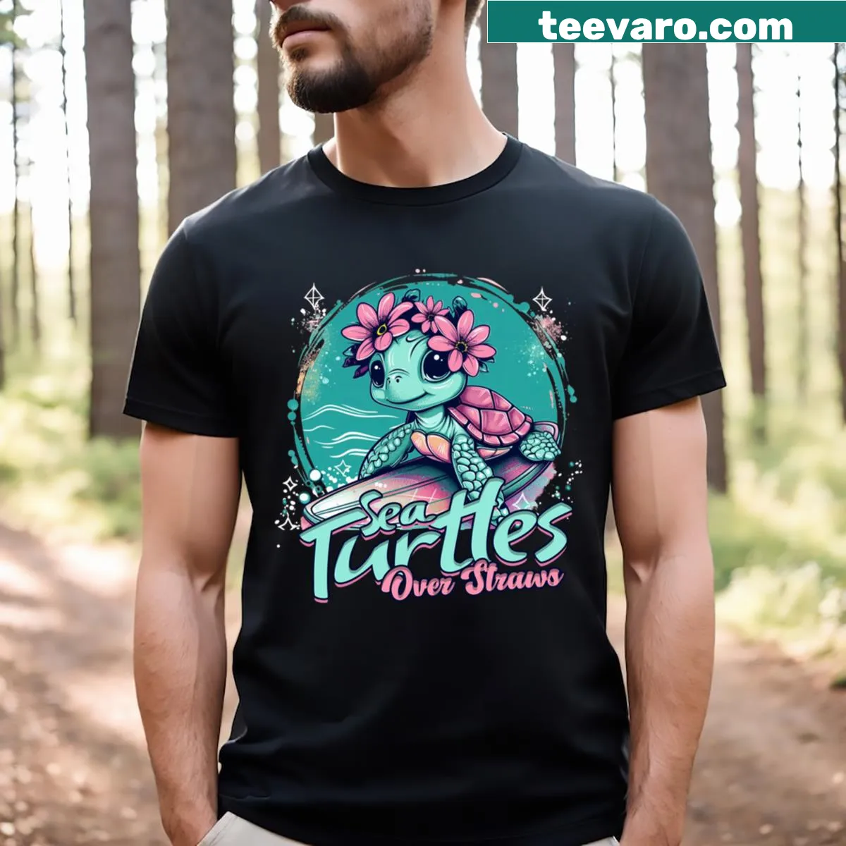 Wholesome turtle-themed tee promoting ocean conservation — on a men's t-shirt