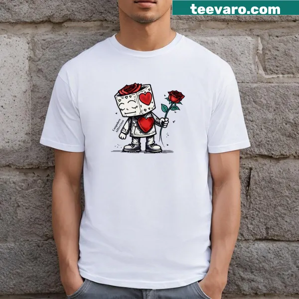 Doodle design with a red rose and Love in Action text