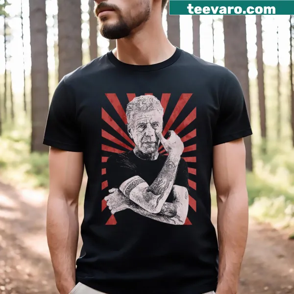 Vintage design honoring Anthony Bourdain on a t-shirt.