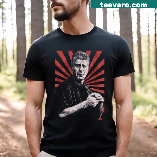 Vintage tribute design honoring Anthony Bourdain on a t-shirt.