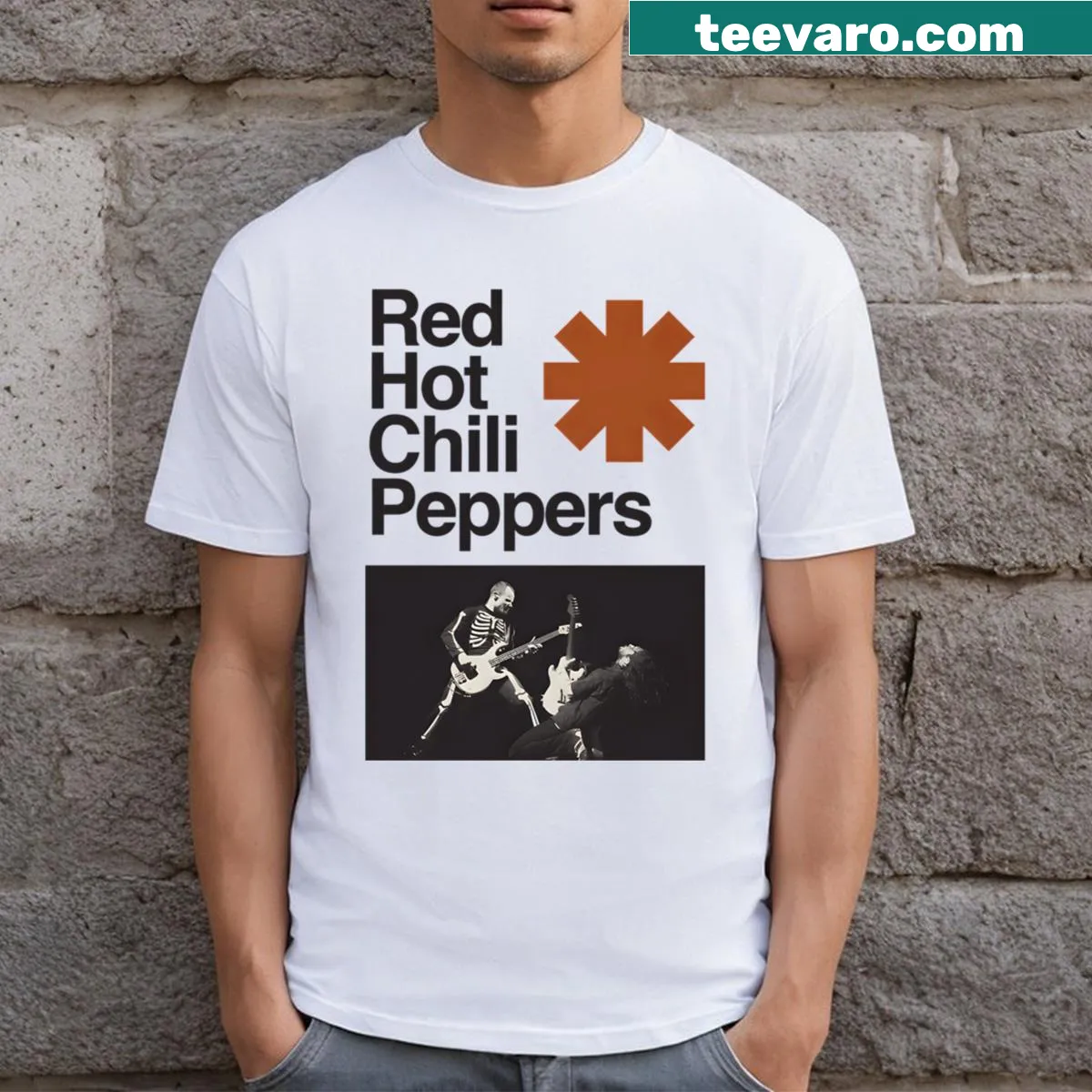 Vintage rock band tour album T-shirt with nostalgic design — on a men's t-shirt