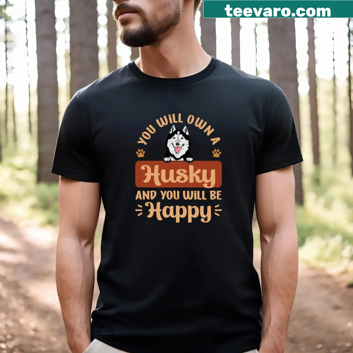 Watercolor T-shirt displaying a funny Husky quote. — on a men's t-shirt