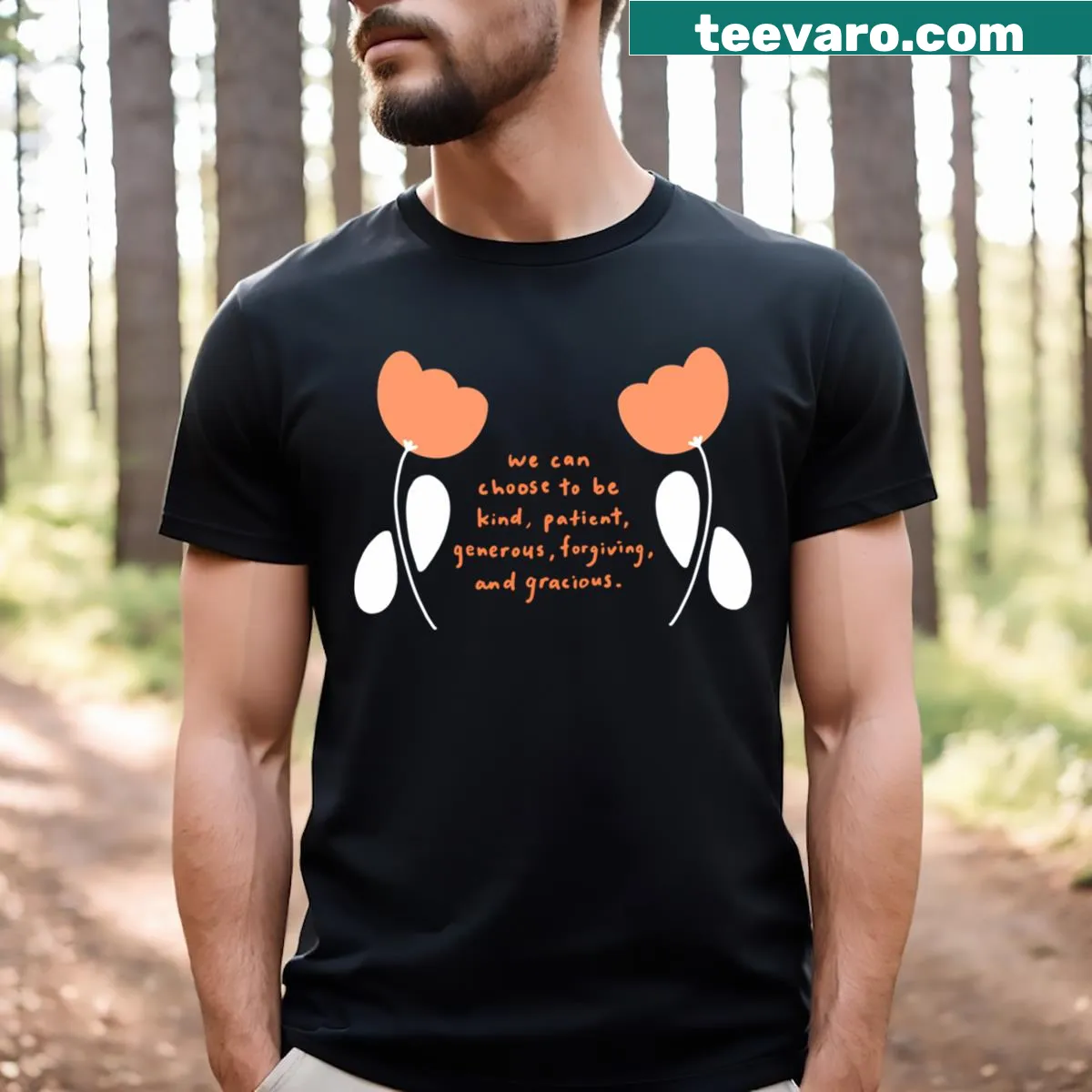 Inspirational T-shirt with typography in navy and white. — on a men's t-shirt