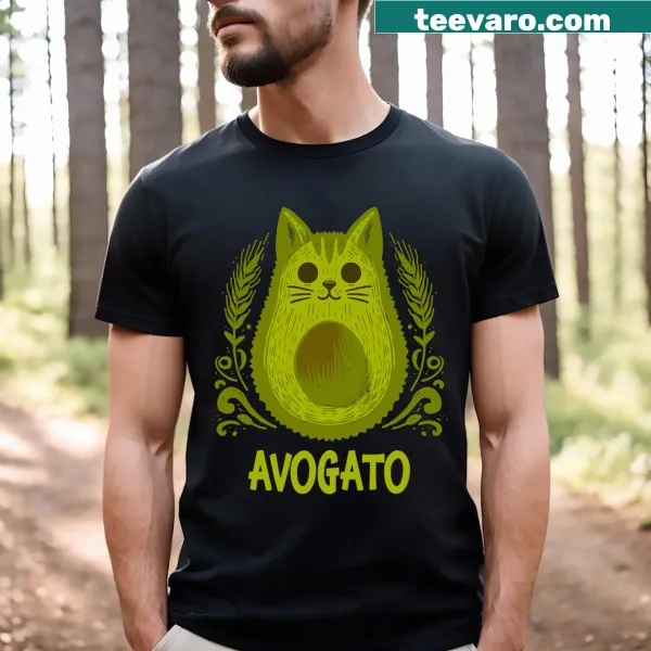 Avogato avocado cat design shirt with humorous text for cat lovers